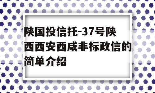 陕国投信托-37号陕西西安西咸非标政信的简单介绍