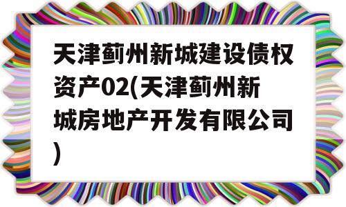 天津蓟州新城建设债权资产02(天津蓟州新城房地产开发有限公司)