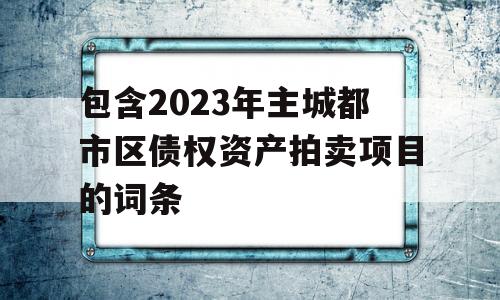 包含2023年主城都市区债权资产拍卖项目的词条