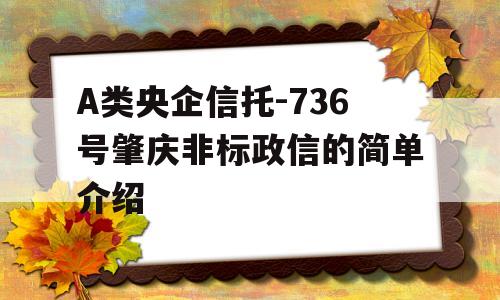 A类央企信托-736号肇庆非标政信的简单介绍