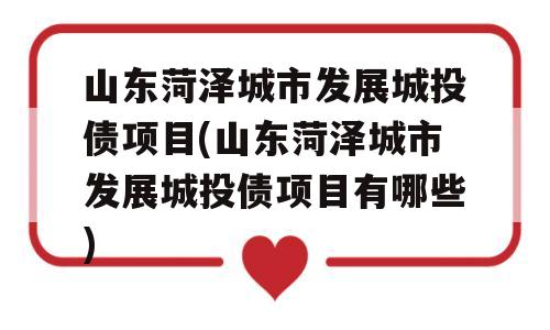 山东菏泽城市发展城投债项目(山东菏泽城市发展城投债项目有哪些)