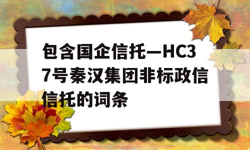 包含国企信托—HC37号秦汉集团非标政信信托的词条