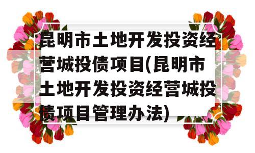 昆明市土地开发投资经营城投债项目(昆明市土地开发投资经营城投债项目管理办法)