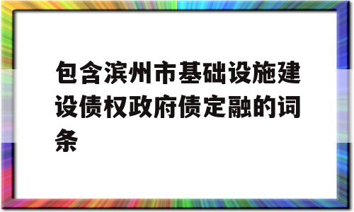 包含滨州市基础设施建设债权政府债定融的词条