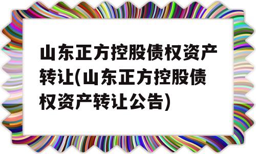 山东正方控股债权资产转让(山东正方控股债权资产转让公告)