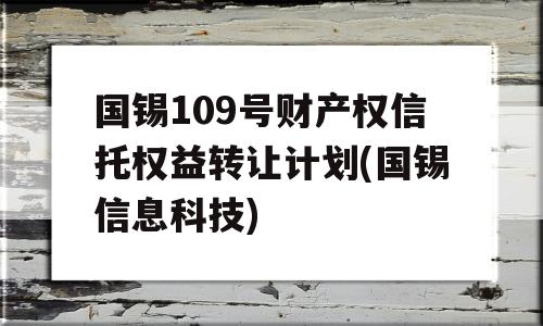 国锡109号财产权信托权益转让计划(国锡信息科技)