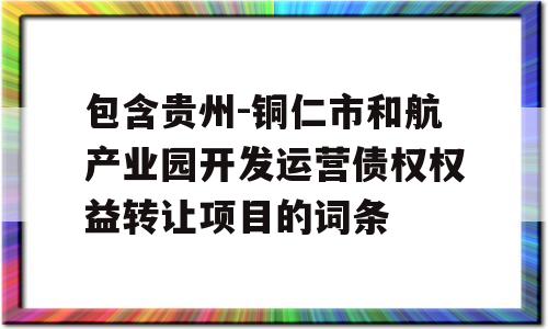 包含贵州-铜仁市和航产业园开发运营债权权益转让项目的词条