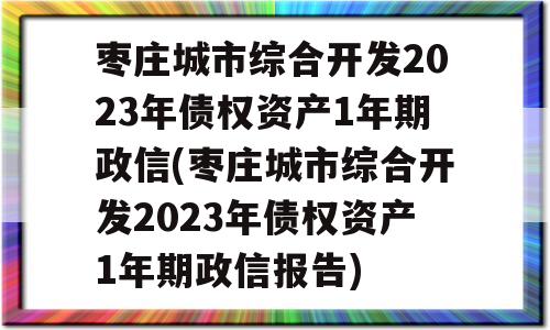 枣庄城市综合开发2023年债权资产1年期政信(枣庄城市综合开发2023年债权资产1年期政信报告)