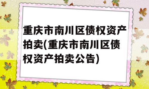 重庆市南川区债权资产拍卖(重庆市南川区债权资产拍卖公告)