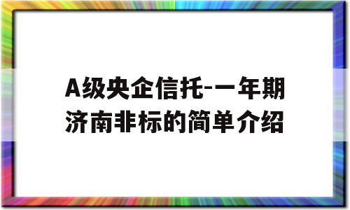 A级央企信托-一年期济南非标的简单介绍