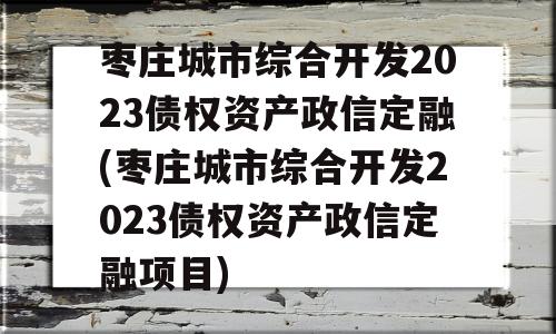 枣庄城市综合开发2023债权资产政信定融(枣庄城市综合开发2023债权资产政信定融项目)