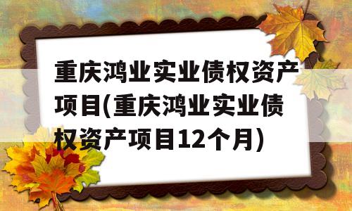 重庆鸿业实业债权资产项目(重庆鸿业实业债权资产项目12个月)