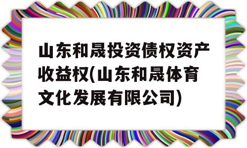 山东和晟投资债权资产收益权(山东和晟体育文化发展有限公司)