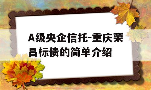 A级央企信托-重庆荣昌标债的简单介绍