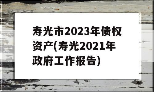 寿光市2023年债权资产(寿光2021年政府工作报告)