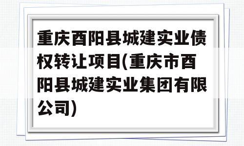 重庆酉阳县城建实业债权转让项目(重庆市酉阳县城建实业集团有限公司)