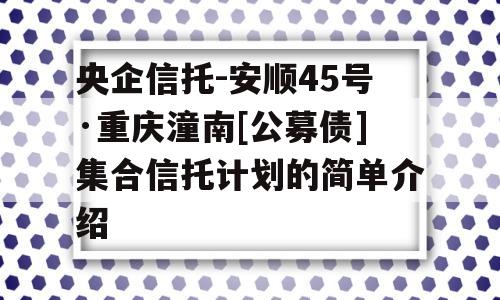 央企信托-安顺45号·重庆潼南[公募债]集合信托计划的简单介绍