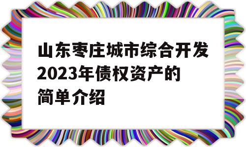 山东枣庄城市综合开发2023年债权资产的简单介绍