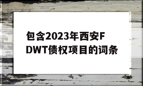 包含2023年西安FDWT债权项目的词条