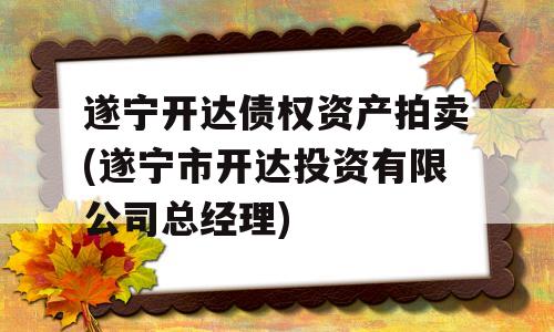 遂宁开达债权资产拍卖(遂宁市开达投资有限公司总经理)