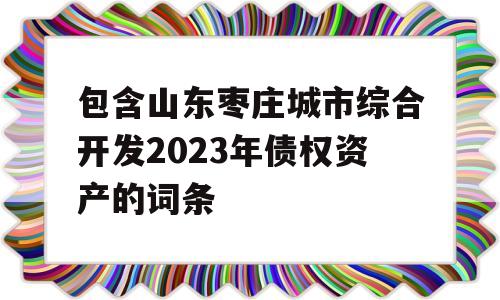 包含山东枣庄城市综合开发2023年债权资产的词条