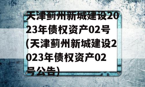 天津蓟州新城建设2023年债权资产02号(天津蓟州新城建设2023年债权资产02号公告)