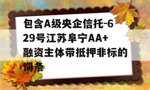 包含A级央企信托-629号江苏阜宁AA+融资主体带抵押非标的词条