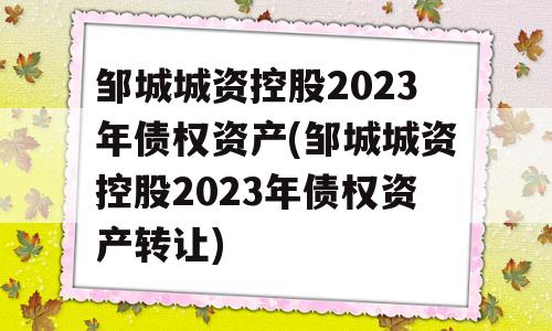 邹城城资控股2023年债权资产(邹城城资控股2023年债权资产转让)