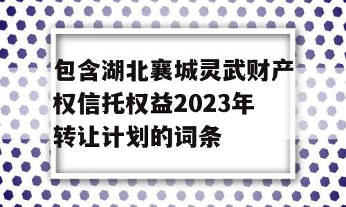 包含湖北襄城灵武财产权信托权益2023年转让计划的词条