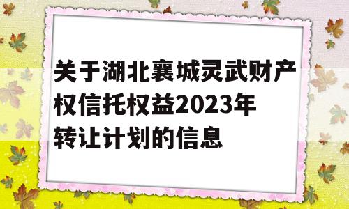 关于湖北襄城灵武财产权信托权益2023年转让计划的信息