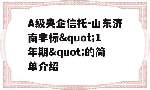 A级央企信托-山东济南非标"1年期"的简单介绍