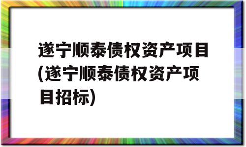 遂宁顺泰债权资产项目(遂宁顺泰债权资产项目招标)