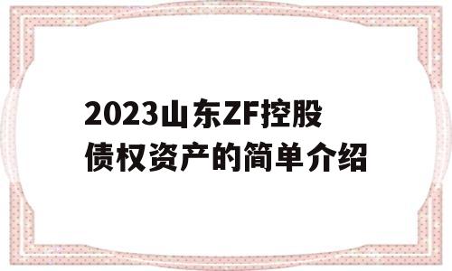 2023山东ZF控股债权资产的简单介绍