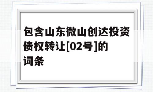 包含山东微山创达投资债权转让[02号]的词条