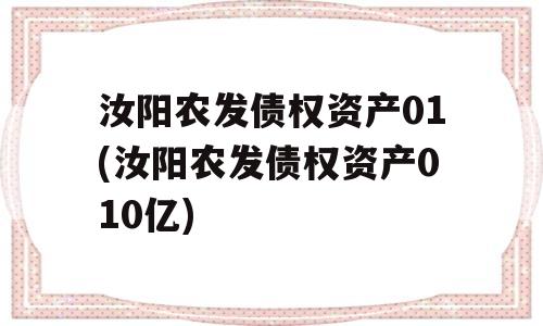 汝阳农发债权资产01(汝阳农发债权资产010亿)