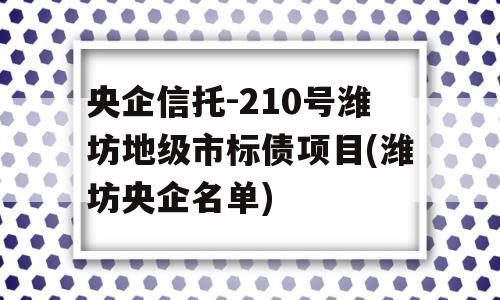 央企信托-210号潍坊地级市标债项目(潍坊央企名单)