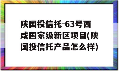 陕国投信托-63号西咸国家级新区项目(陕国投信托产品怎么样)