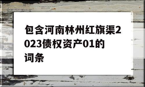 包含河南林州红旗渠2023债权资产01的词条