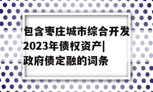 包含枣庄城市综合开发2023年债权资产|政府债定融的词条