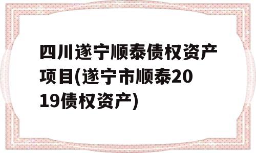 四川遂宁顺泰债权资产项目(遂宁市顺泰2019债权资产)