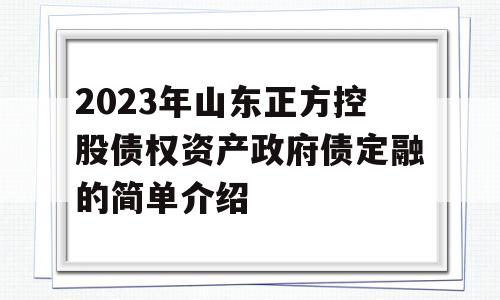 2023年山东正方控股债权资产政府债定融的简单介绍