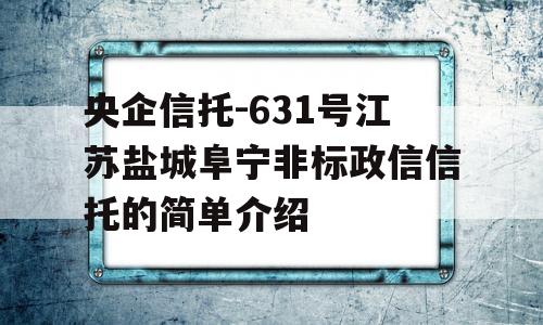 央企信托-631号江苏盐城阜宁非标政信信托的简单介绍