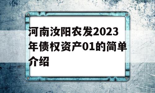 河南汝阳农发2023年债权资产01的简单介绍