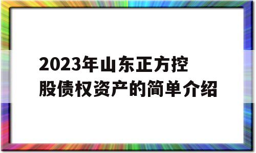 2023年山东正方控股债权资产的简单介绍