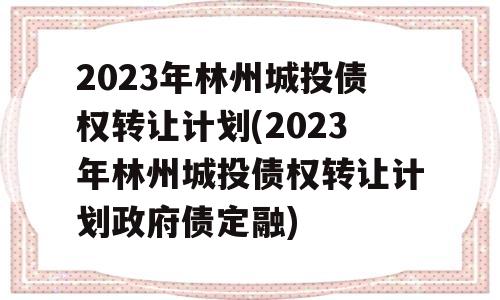 2023年林州城投债权转让计划(2023年林州城投债权转让计划政府债定融)