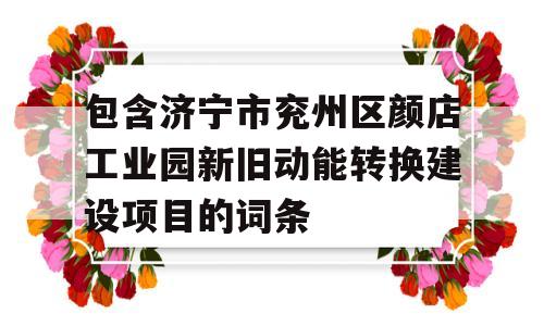 包含济宁市兖州区颜店工业园新旧动能转换建设项目的词条