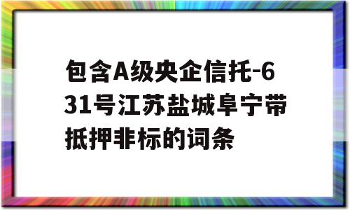 包含A级央企信托-631号江苏盐城阜宁带抵押非标的词条