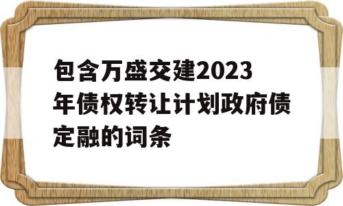 包含万盛交建2023年债权转让计划政府债定融的词条