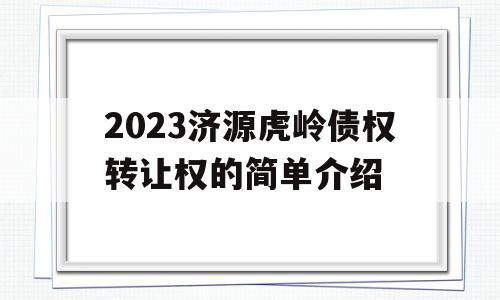 2023济源虎岭债权转让权的简单介绍