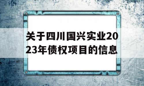 关于四川国兴实业2023年债权项目的信息